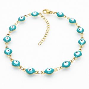 Green Color Evil Eye Easy Hook Link Chain Stainless Steel Bracelets - KB169280-MW