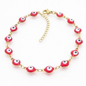 Red Color Evil Eye Easy Hook Link Chain Stainless Steel Bracelets - KB169281-MW