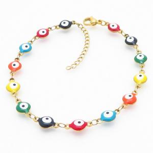 Black Blue Green Orange Red Yellow Evil Eye Easy Hook Link Chain Stainless Steel Bracelets - KB169282-MW