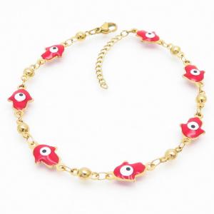 Red Color Evil Eye Kobold Easy Hook Gold Beads Link Chain Stainless Steel Bracelets - KB169289-MW
