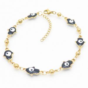 Black Color Evil Eye Kobold Easy Hook Gold Beads Link Chain Stainless Steel Bracelets - KB169290-MW