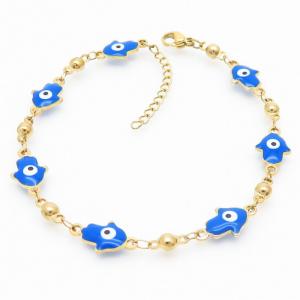 Blue Color Evil Eye Kobold Easy Hook Gold Beads Link Chain Stainless Steel Bracelets - KB169291-MW