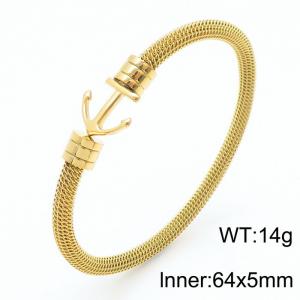 Stainless Steel 64x5mm Unisex Fashion gold-Plated simplcity Charm Bangle - KB169310-KLHQ