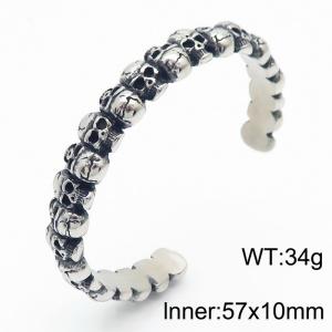 Vintage Skull Stainless Steel Bangle Silver Color - KB169331-KJX