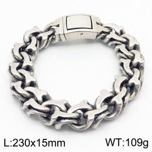 15mm Vintage Charm Specifical Bracelet Stainless Steel Bracelet Silver Color - KB169333-KJX