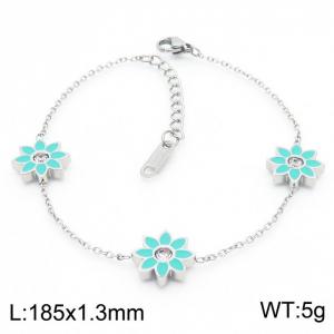 Stainless Steel drop glue flower  cute ladies steel color bracelet - KB169382-KLX