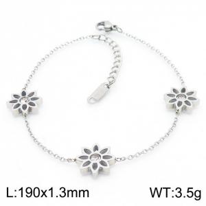 Stainless steel hollowed out flowers  cute ladies steel color summer small fresh bracelet - KB169383-KLX
