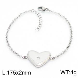 Minimalist Heart Shaped Zircon Inlaid Stainless Steel Bracelet for Women - KB169405-KPD