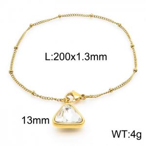 Stainless steel simple and personalized triangular white glass charm gold bracelet - KB169507-Z
