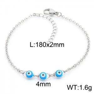 Stainless steel welded chain fashionable blue devil's eye charm silver bracelet - KB169515-Z