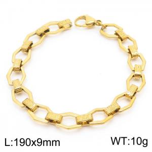 Stainless steel 190 × 9mm geometric chain lobster buckle European and American fashion personality jewelry gold bracelet - KB169528-Z