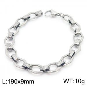 Stainless steel 190 × 9mm geometric chain lobster buckle European and American fashion personality jewelry silver bracelet - KB169529-Z