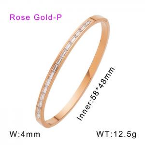 Simple 4mm stainless steel inlaid zircon women's bracelet - KB169566-WGFF-