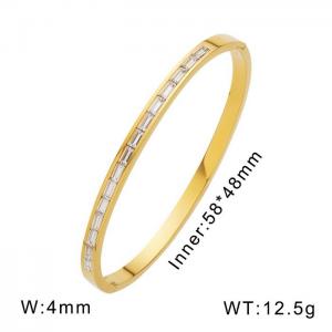 Simple 4mm stainless steel inlaid zircon women's bracelet - KB169567-WGFF