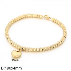 Stainless steel handmade beaded minimalist heart shaped pendant charm gold bracele - KB169592-Z