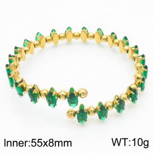 Stainless steel zircon Claw Chain bracelet Simple titanium steel  elastic steel wire diamond-encrusted green bracelet in stock - KB169596-GG