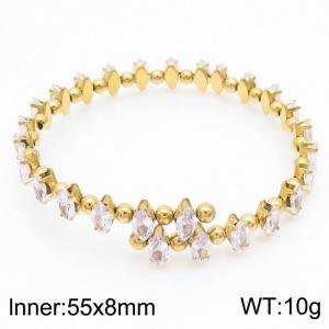 Stainless steel zircon Claw Chain bracelet Simple titanium steel  elastic steel wire diamond-encrusted bracelet white in stock - KB169599-GG