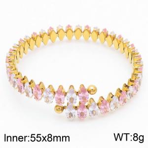 Stainless steel zircon Claw Chain bracelet Simple titanium steel  elastic wire diamond-encrusted bracelet in stock - KB169601-GG