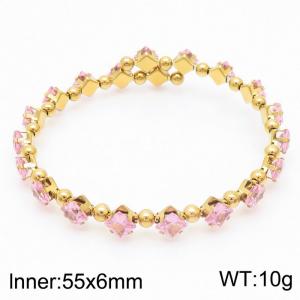 Stainless steel zircon Claw Chain bracelet Simple titanium steel  elastic wire diamond-encrusted bracelet in stock - KB169609-GG