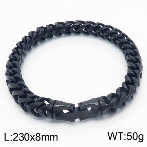 Stainless steel 230 × 8mm Double Row Cuban Chain Special Button Classic Fashion Black Bracelet - KB169615-KFC