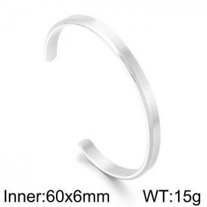 Silver Plated Solid Stainless Steel Minimalist Cuff Bracelet For Men - KB169668-NT