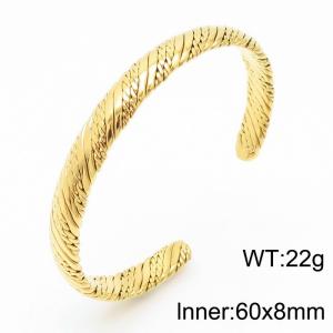 60×8MM Gold Color Stainless Steel Open Bangle For Women - KB169676-KFC