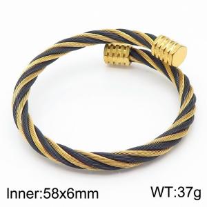 Fashion simple stainless steel wire Wiya line color mixing open bracelet - KB169707-XY