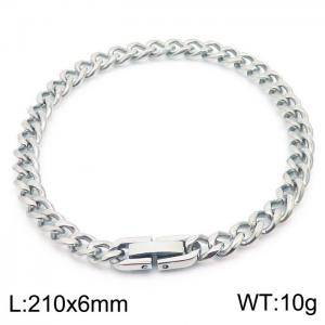 Stainless steel 210x6mm Cuban chain special buckle classic charm silver bracelet - KB169770-TSC