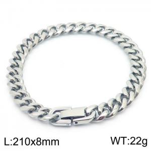 Stainless steel 210x8mm Cuban chain special buckle classic charm silver bracelet - KB169771-TSC