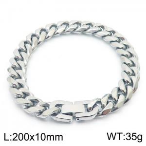 Stainless steel 200x10mm Cuban chain special buckle classic charm silver bracelet - KB169772-TSC