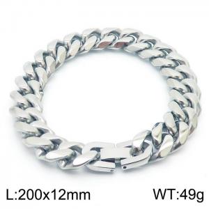 Stainless steel 200x12mm Cuban chain special buckle classic charm silver bracelet - KB169773-TSC