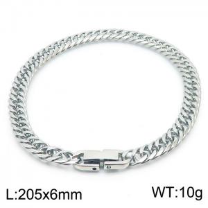 Stainless steel 205x6mm Cuban chain special buckle classic charm silver bracelet - KB169778-TSC