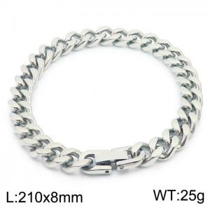 Stainless steel 210x8mm Cuban chain special buckle classic charm silver bracelet - KB169786-TSC