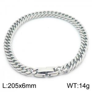 Stainless steel 205x6mm Cuban chain special buckle classic charm silver bracelet - KB169791-TSC