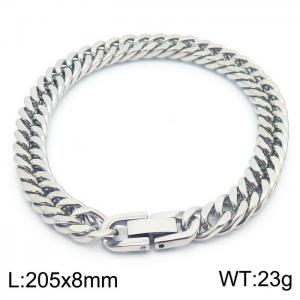 Stainless steel 205x8mm Cuban chain special buckle classic charm silver bracelet - KB169792-TSC
