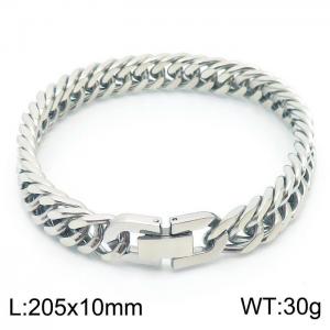 Stainless steel 200x10mm Cuban chain special buckle classic charm silver bracelet - KB169793-TSC