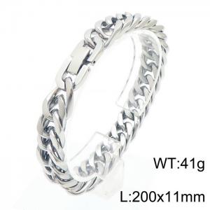 Stainless steel 200x11mm Cuban chain special buckle classic charm silver bracelet - KB169794-TSC