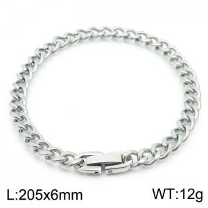 Stainless steel 205x6mm Cuban chain special buckle classic charm silver bracelet - KB169803-TSC