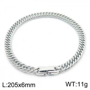 Stainless steel 205x6mm Cuban chain special buckle classic charm silver bracelet - KB169827-TSC