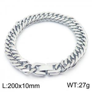 Stainless steel 200x10mm Cuban chain special buckle classic charm silver bracelet - KB169829-TSC