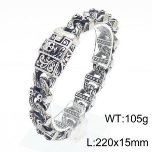 Hip Hop Punk Stainless Steel Skull Link Curb Chain Jewelry Bracelets - KB169872-KJX