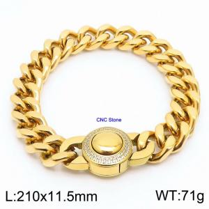 210mm Bracelet CNC Stone Thick Chain 18K Gold-plated Stainless Steel Vintage Bracelets - KB169881-Z