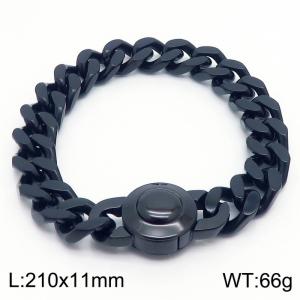 Punk 210mm Black Bracelet Round Clasp Personality Stainless Steel Thick Chain Bracelets - KB169884-Z
