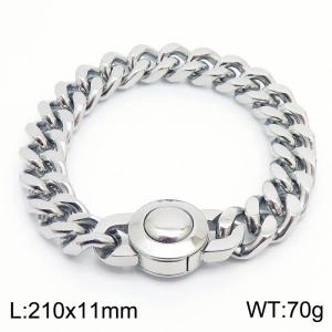 Personality 210mm Silver Bracelet Round Clasp Stainless Steel Thick Chain Bracelets - KB169885-Z