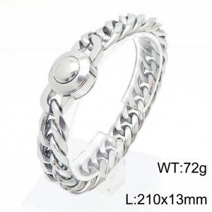 Silver Plated 13mm Wide Cuban Chain Bracelet High Polished Stainless Steel Bracelet - KB169887-Z