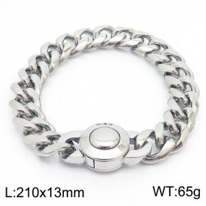 13mm hip-hop style stainless steel Cuban chain circular snap bracelet - KB169895-Z