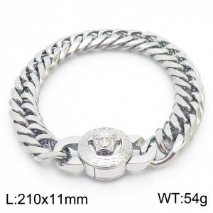 Stainless steel 210x11mm Cuban chain European and American fashion minimalist human head silver bracelet - KB169897-Z