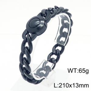 Smooth Black Cuban Link Bracelet Simple and Stylish Stainless Steel Jewelry Easy To Wear - KB169910-Z