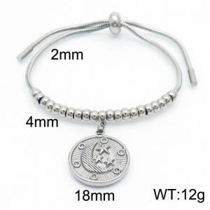 Stainless Steel Bracelet with Moon Pendant Color Silver Adjustable - KB169916-Z