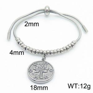 Stainless Steel Chain Bracelet with Tree Pendant Color Silver Adjustable - KB169920-Z